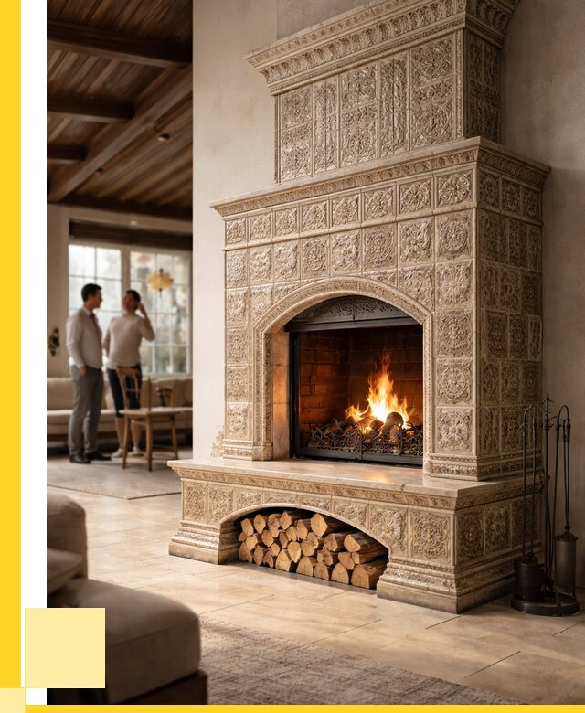 Купить изразцовый камин в Ломоносове от 256125 р. | ЭриданЛмн