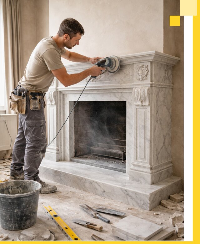 Изготовление и установка мраморных каминов в Ломоносове под ключ