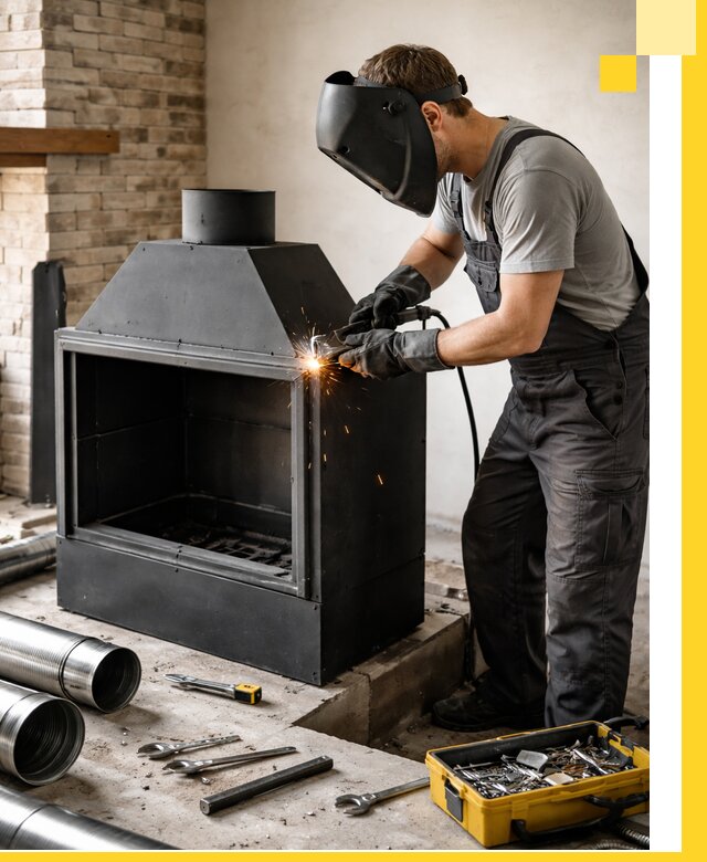 Продажа и установка металлических каминов в Ломоносове под ключ