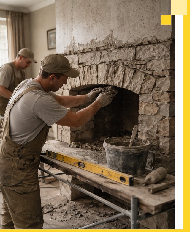 Изготовление каминов под ключ в Ломоносове, монтаж и отделка