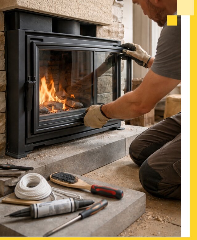 Производство, монтаж и доставка каминов со стеклом в Ломоносове