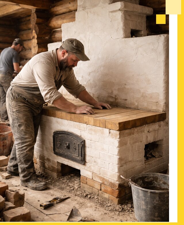 Проектирование и установка русской печи с лежанкой в Ломоносове