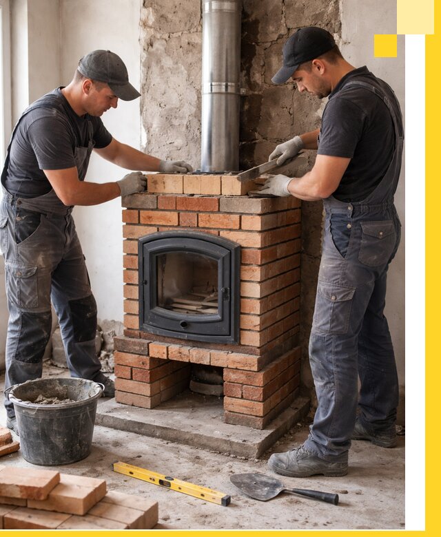 Монтаж печи камина под ключ в Ломоносове с гарантией и пусконаладкой