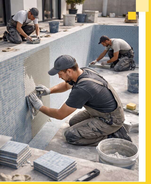 Облицовка бассейнов в Ломоносове плитка мозаика гидроизоляция