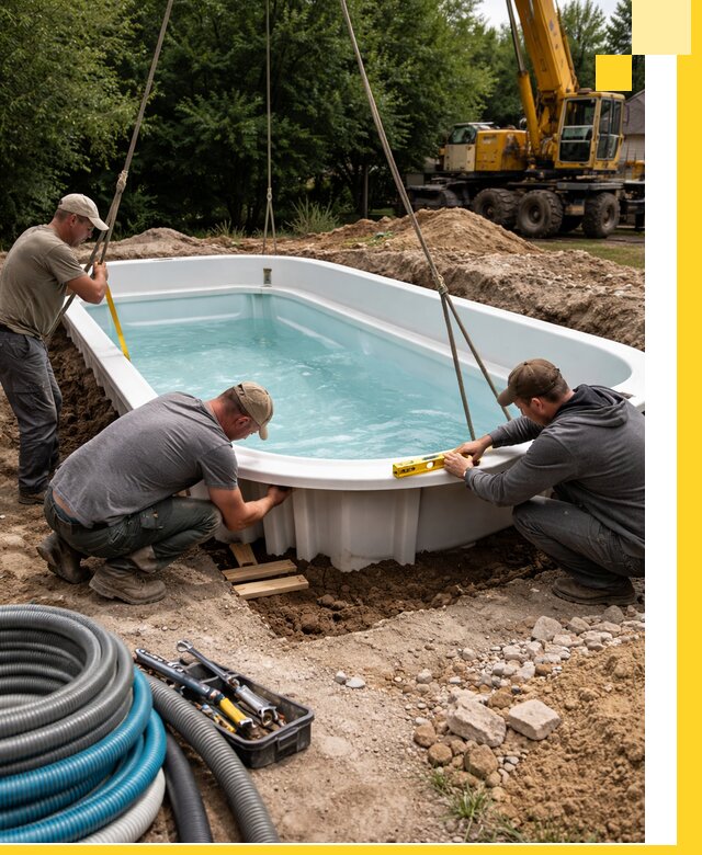 Установка и монтаж композитных бассейнов под ключ в Ломоносове