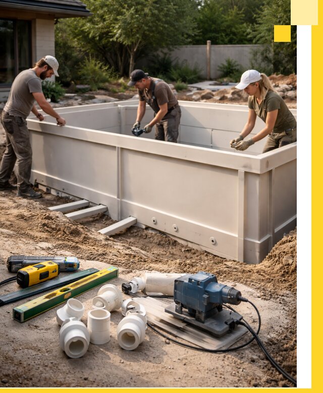 Установка полипропиленовых бассейнов под ключ в Ломоносове