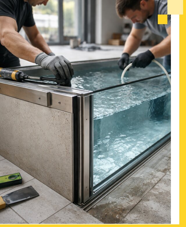 Проектирование и монтаж стеклянных бассейнов в Ломоносове