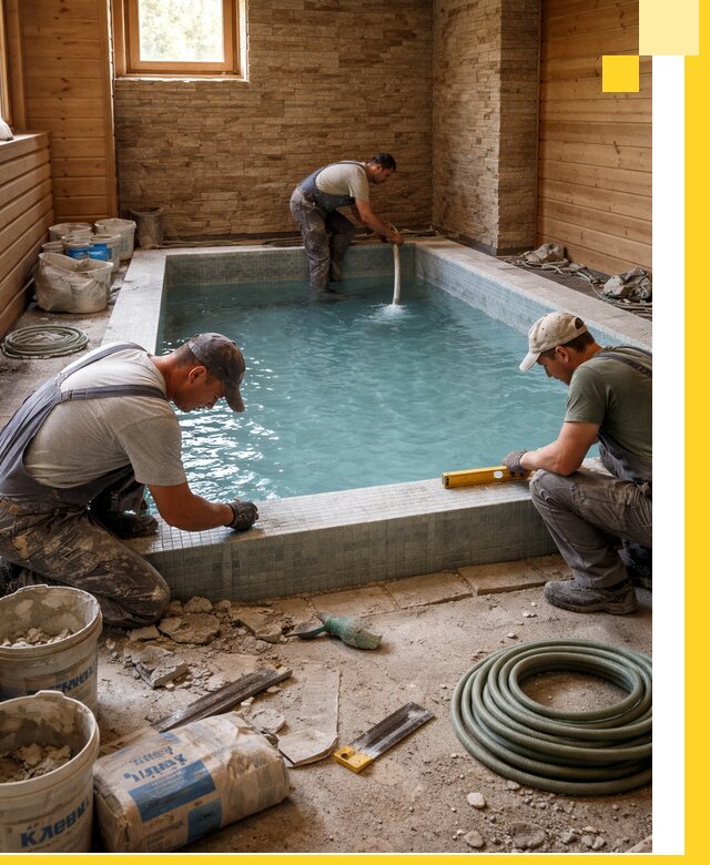 Проектирование и строительство бассейнов для бани в Ломоносове