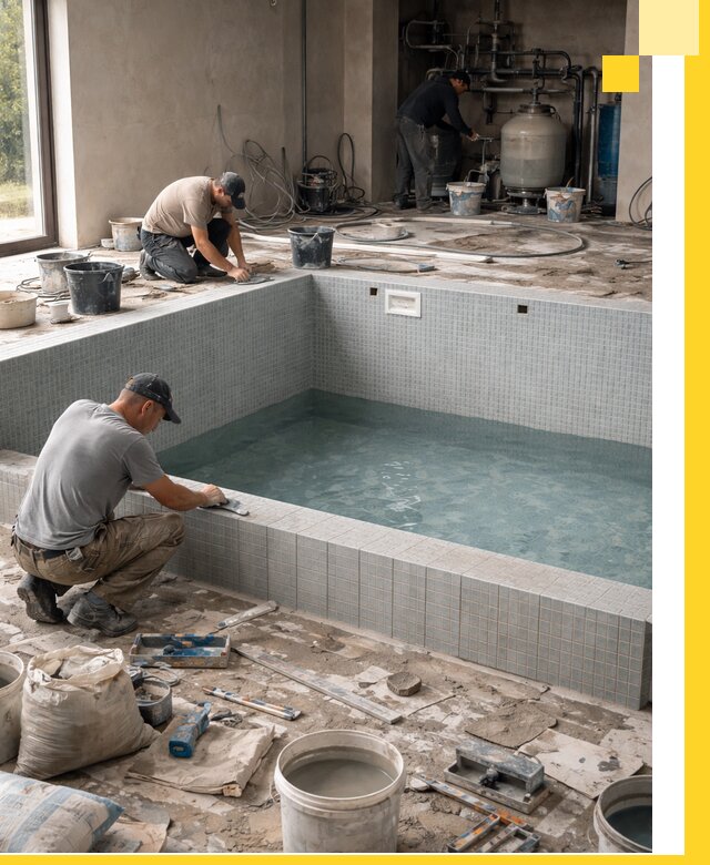 Строительство и монтаж бассейнов в помещении в Ломоносове