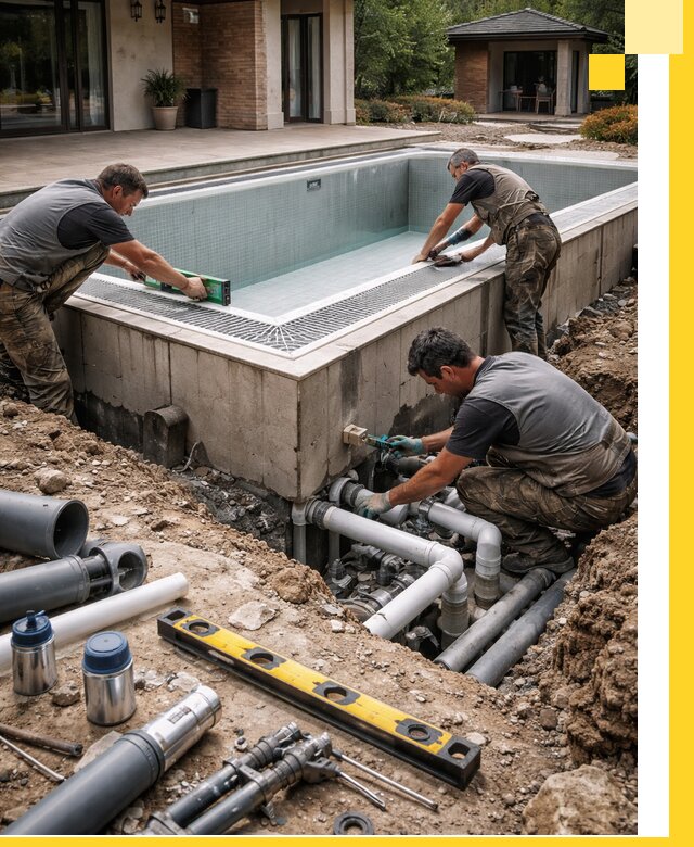 Строительство переливных бассейнов в Ломоносове под ключ