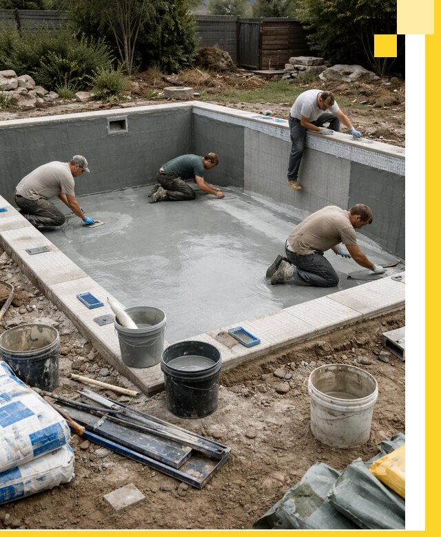 Изготовление и монтаж чаши бассейна под ключ в Ломоносове