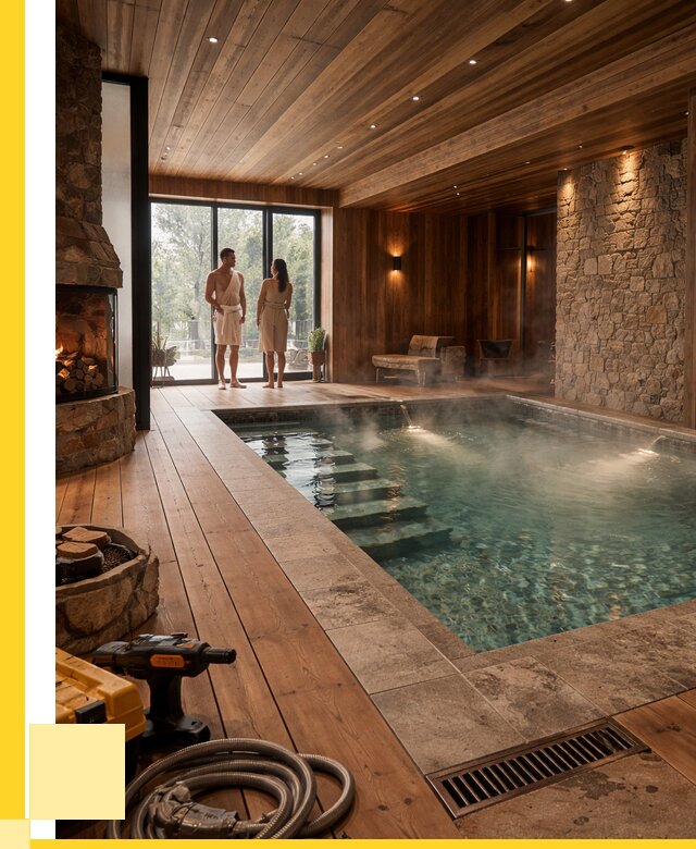 Проекты бань с бассейном под ключ в Ломоносове от 76838 р., ЭриданЛмн