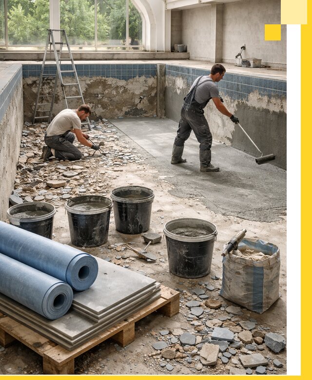 Реконструкция бассейнов в Ломоносове: ремонт, гидроизоляция