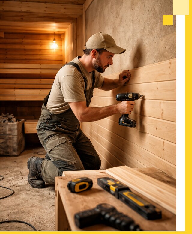 Профессиональная внутренняя отделка бани в Ломоносове под ключ