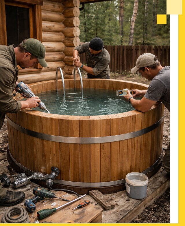 Строительство бань с купелью под ключ и отделкой в Ломоносове