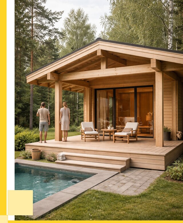 Бани с террасой под ключ в Ломоносове от 614700 р. | ЭриданЛмн