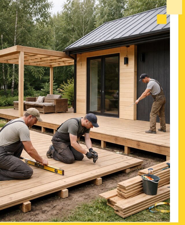 Строительство бань с террасой и бассейном под ключ в Ломоносове