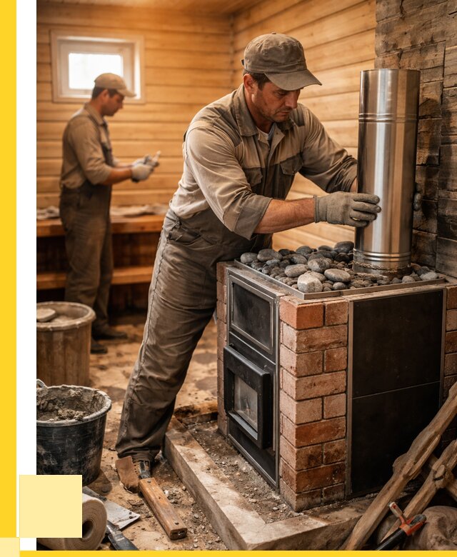 Монтаж печи в бане под ключ в Ломоносове от 20490 р. | ЭриданЛмн