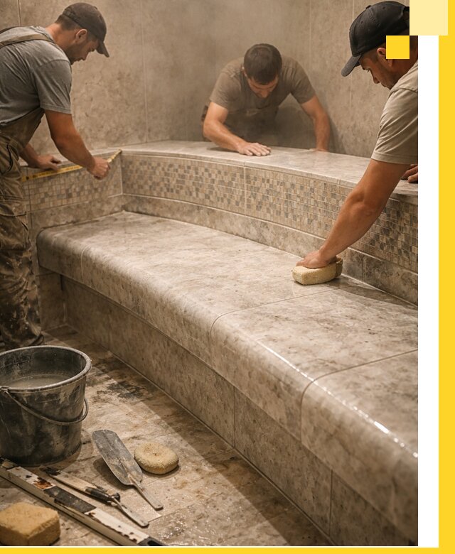 Изготовление и установка сидений для хамама в Ломоносове