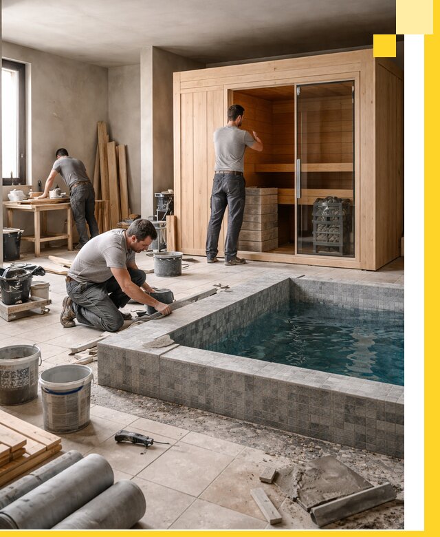 SPA зоны под ключ с бассейном сауной и печью в Ломоносове